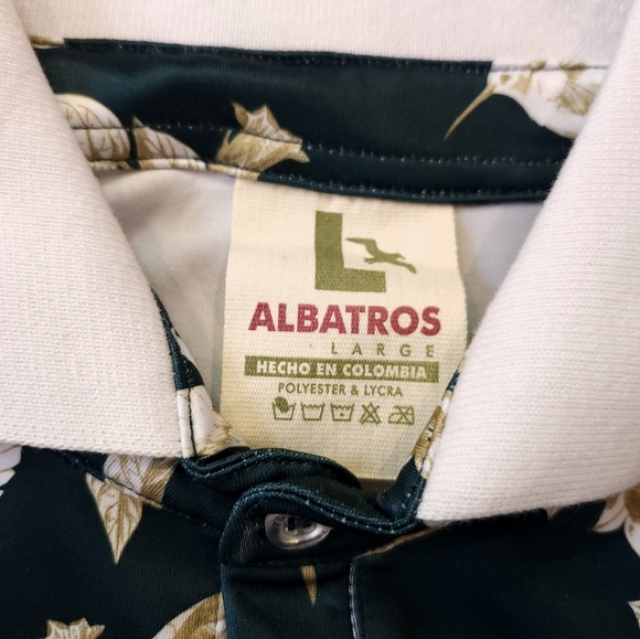 Albatros Partner Mens Performance Golf Polos Size Large Pink Green Birds Parrot - Picture 5 of 11